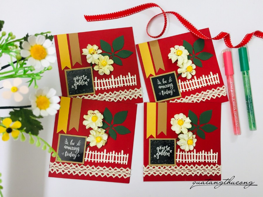 Thiệp hoa thông điệp - đỏ tươi
